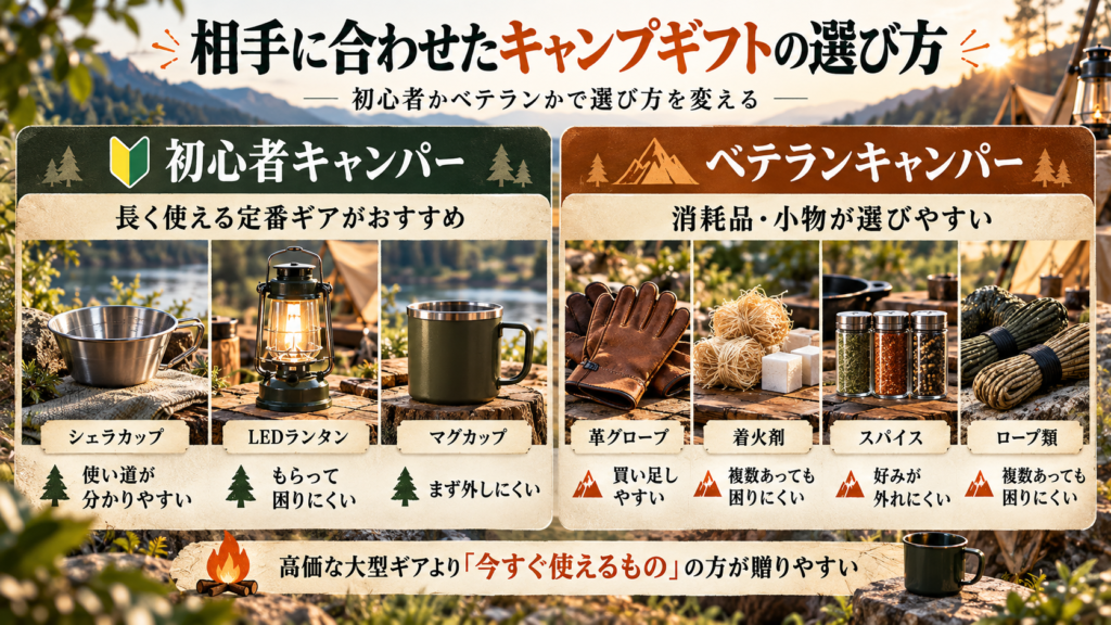 初心者とベテランで選び分けるキャンプ用品プレゼントのポイント